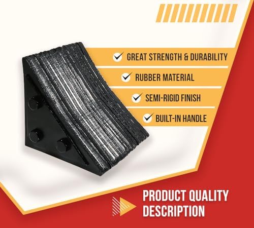 Mytee Products 4 Pack 7" x7-1/2 x7-1/2 Small Laminated Rubber Wheel Chock - Image 2