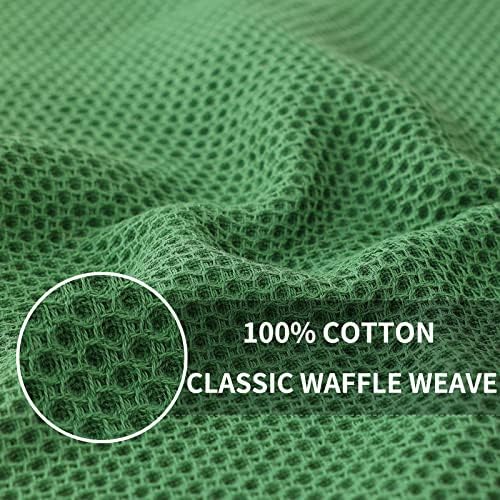 Homaxy 100% Cotton Waffle Weave Kitchen Dish Cloths 6-Pack, Grass Green - Image 2
