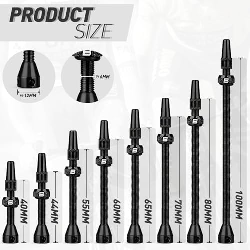 BWSHLF Tubeless Presta Valve Stem 40/44/55/60/65/80/100 mm, Super Light Alloy - Image 5