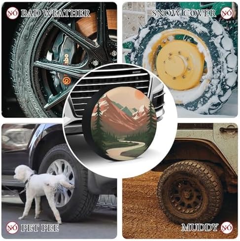 Heavy Duty Spare Tire Cover Mountain Adventure Wheel Protectors Tyre Covers - Image 7