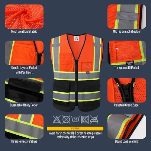 JKSafety Safety Vest for men women Hi Vis Vest - Image 2