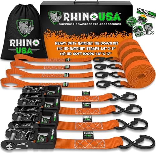 Rhino USA Heavy Duty Ratchet Tie Downs by RhinoUSAInc