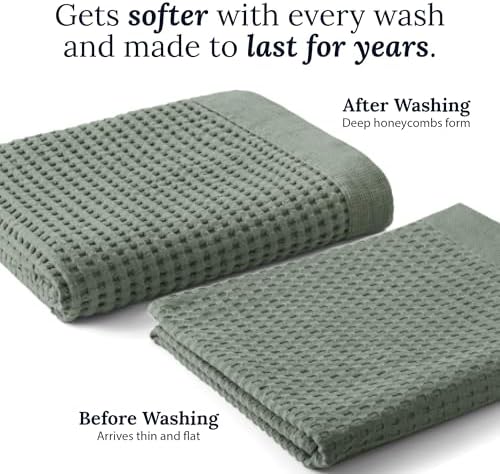 GILDEN TREE Waffle Towel Set Quick Dry Thin | 2 Bath Towels | 2 Hand Towels | 2 - Image 5