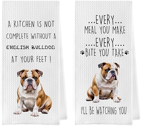 English Bulldog Dish Towels Set by Geqtt