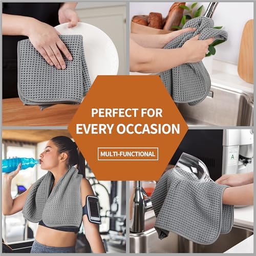 Microfiber Waffle Hand Towels, 2 Pieces, Fast Drying, Lint Free 430 GSM - Image 6