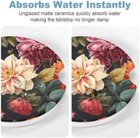 2 Pack Car Cup Holder Coasters, 2.63 inch Anti Slip Insert Absorbent Ceramic - Image 5