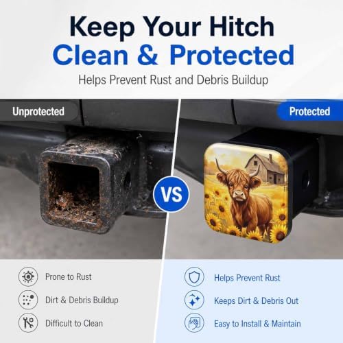Trailer Hitch Covers Highland Cow Sunflowers Heavy Duty 2 Inch Hitch Cover - Image 5
