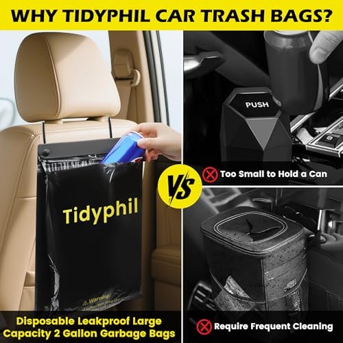 150 PCS Disposable Car Trash Bags Hanging, 2 Gallon Car Garbage Bags. Black - Image 4