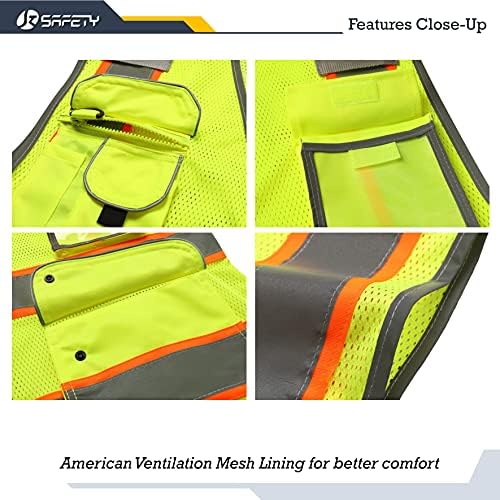 JKSafety Safety Vest for Men Women Reflective Hi Vis JK100 Yellow 5XL - Image 2