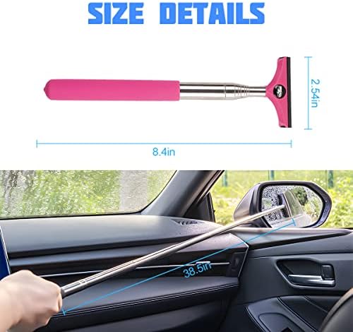 8sanlione 38.6 Inch Telescopic Mirror Squeegee, Car Logo on Pink - Image 2