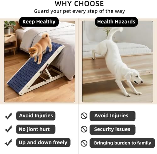 ZJSF Wooden Dog Ramp for High Bed & Couch, Non-Slip Walking Surface, Portable - Image 6
