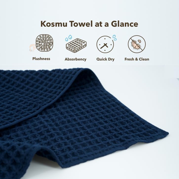 Luxury Organic Japanese Cotton Waffle Bath Towel | Thick, Quick Dry Bathroom - Image 5