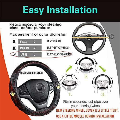 PINCTROT Large Size Steering Wheel Cover Great Grip 15.75 Inch - Image 6