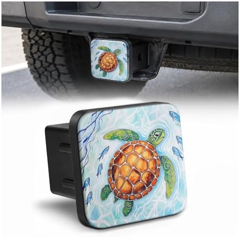 Sea Turtle and Fish Hitch Cover Receiver Tube Hitch Plug, Tool-Free Install Tow by Unknown