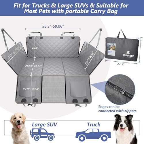 Dog Truck Seat Cover for Back Seat, Hard Bottom Pet Hammock - Image 5