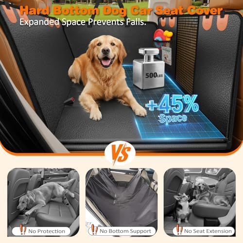 URPOWER PU Leather Hard Bottom Dog Car Seat Cover, Back Seat Extender - Image 2