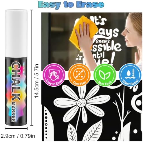 FansArriche White Chalk Markers, 4 Pack 15mm Jumbo Car Window Markers - Image 4