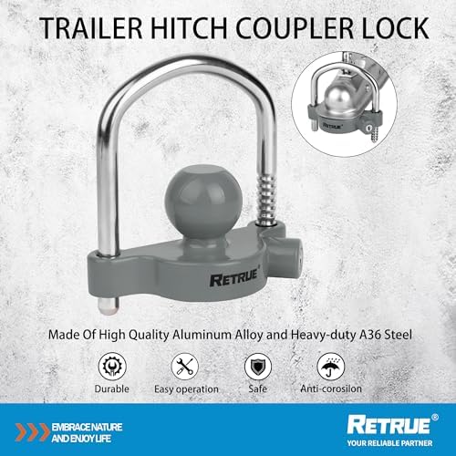 RETRUE Universal Trailer Coupler Lock, Adjustable Hitch Ball Lock - Image 5