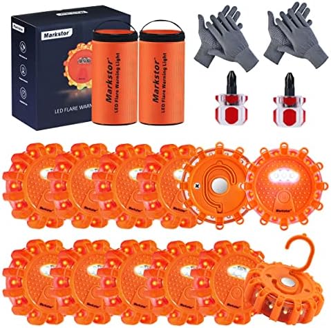 12 Pack LED Road Flare ，Emergency Roadside Safety Kit by Markstor