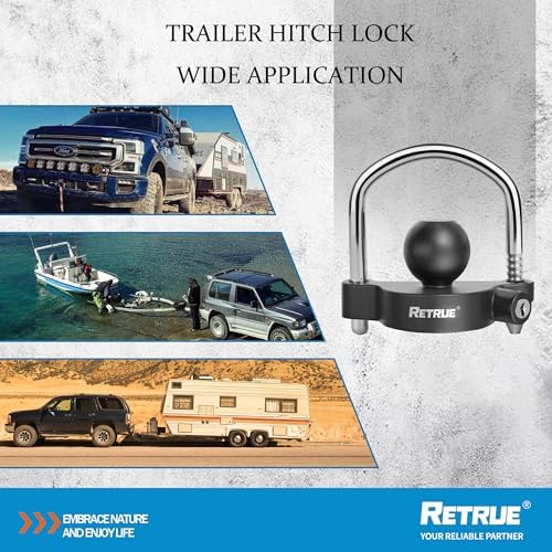 RETRUE Trailer Coupler Lock, Adjustable Hitch Ball Lock, Matte Black - Image 7