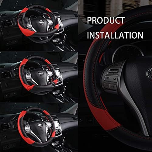 Leather Car Steering Wheel Cover, Universal Fit - Image 6