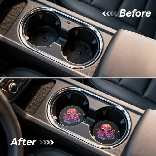 Car Cup Holder Ceramic Coasters 2 Pack, 2.56 in Anti Slip Absorbent Coaster - Image 5