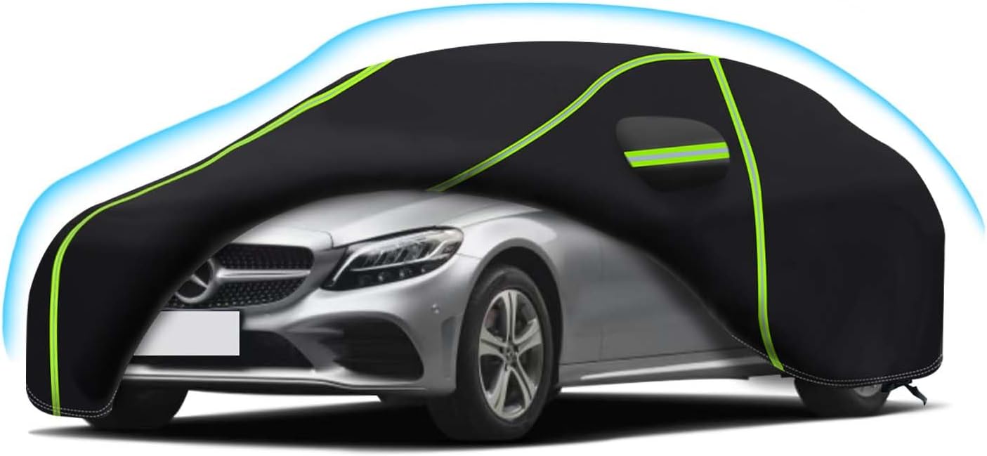 Car Cover for 2008-2024 Mercedes Benz C-Class C300 C350 C400 C450 C63 AMG,PEVA Full Car Cover –Adding Cotton Protection, All-Weather UV, Dust, Snow Protection with Door Zipper