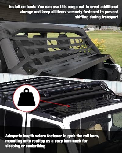​Aochuang Top Mesh Roof for Jeep Cargo Net Hammock for Jeep Wrangler - Image 4