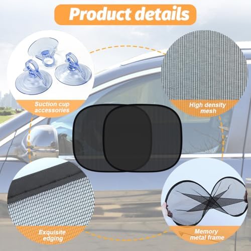 2 Pack 14.17 x 17.32 Inch Car Window Sunshades, Rear Side - Image 3