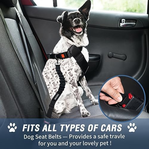 COOYOO Dog Seat Belt, 3 Piece Set Retractable Dog Car Adjustable Seatbelts - Image 2