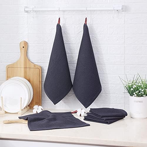 Kitinjoy 100% Cotton Waffle 12-Pack Kitchen Towels, Dark Grey - Image 6