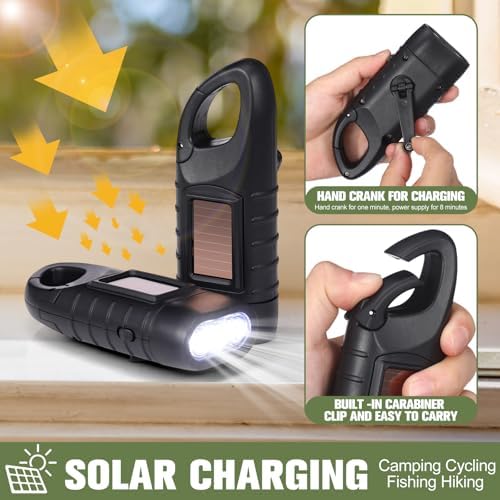Mudder 6 Pack Hand Crank Flashlights Solar Powered Flashlight - Image 4