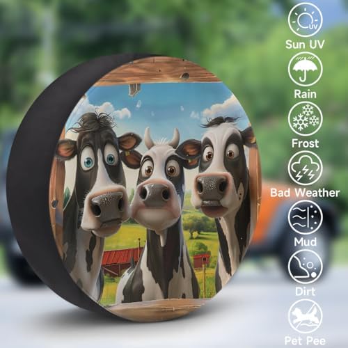 Spare Tire Cover for RV Trailer, Funny Cows Waterproof Sun Leather Wheel Cover - Image 3