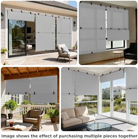 Outdoor Roller Shade 4'W x 14'H Cordless Shades Roll Up, Folding Exterior Patio - Image 6