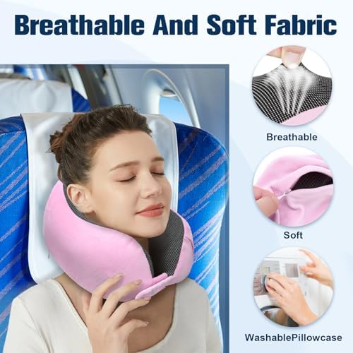 Cirorld Neck Pillow for Traveling, Travel Pillows for Airplanes Sakura Pink - Image 6