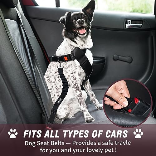 COOYOO Dog Seat Belt, 3 Piece Set Retractable Dog Car Adjustable Seatbelts - Image 2