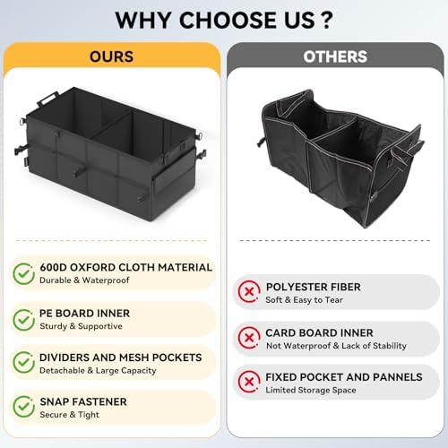Car Trunk Organizer SUV Collapsible Car Caddy Truck Storage Heavy Duty Oxford - Image 2