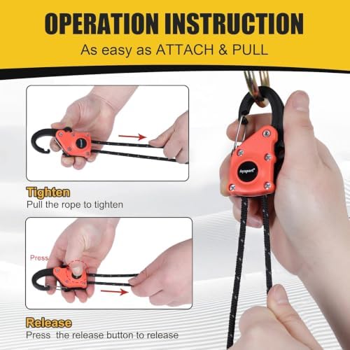 Ayaport 1/8" Adjustable Rope Tie Down Ratchet 4Pack, 12FT Ratchet Rope - Image 4