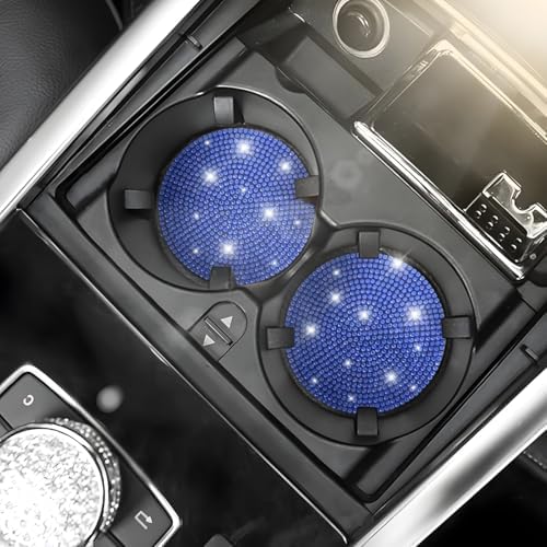 Osilly 4PCS 2.75 Inch Rhinestone Cup Holder Coasters, Dark Blue - Image 5