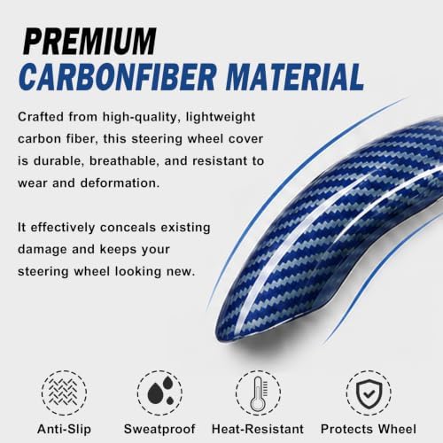 3pcs Universal Carbon Fiber Steering Wheel Cover, Anti-Slip & Segmented Design - Image 4