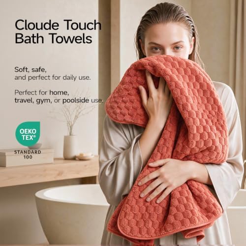 REDKISS Orange Microfiber Bath Towel Large, 31”x 61” Super Absorbent Towels - Image 2