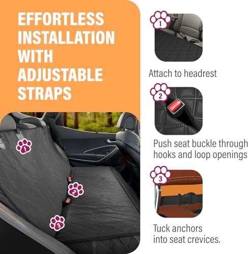 Active Pets Pink XL Dog Car Hammock Back Seat Cover, Waterproof Backseat Cover - Image 3