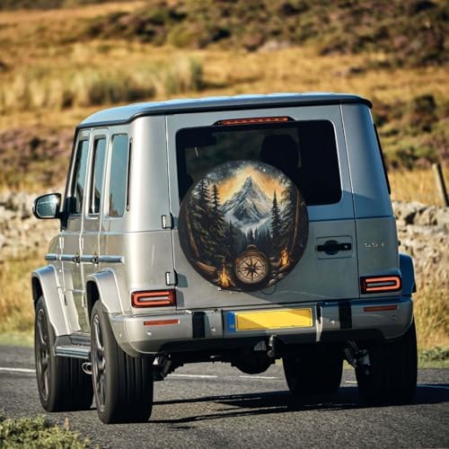 Spare Tire Cover for RV Camper, Nature Mountain Compass Tire Cover Protectors - Image 7