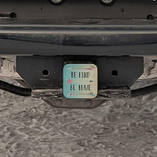 Swono Be Kind Be Brave Trailer Hitch Cover Plug Inspirational Quote Feather - Image 5
