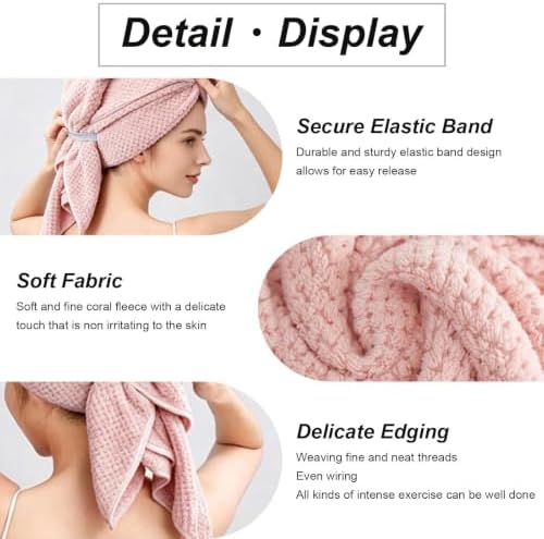 Hair Towel Turbans, 2 Pack Waffle Weave Hair Plopping Towel - Image 2