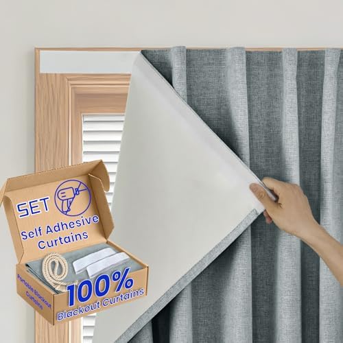 100% Blackout French Door Curtain- Privacy Thermal Insulated Door Window Curtain by Sovtfides