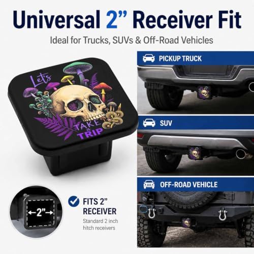Mushroom Skull 2" Hitch Cover, Rubber Towing Hitch Covers Hitch Protector - Image 4