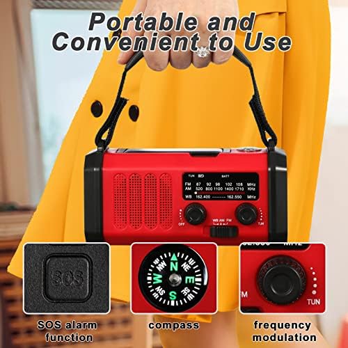 Emergency Weather Radio with NOAA, 10000mAh Solar Hand Crank Radio, AM FM - Image 4