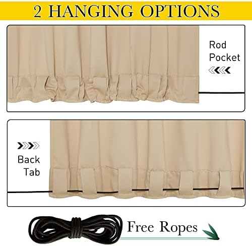 NICETOWN Weighted Curtains for Patio Waterproof W66xL84 Biscotti Beige - Image 3
