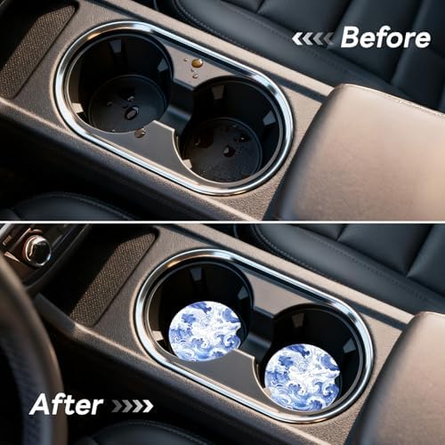 Car Cup Holder Ceramic Coasters 2 Pack, 2.56 in Anti Slip Absorbent Coaster - Image 5